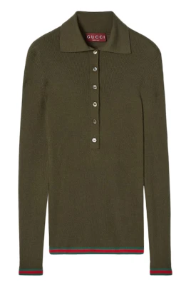 Cashmere och Silke Polo Top med Web