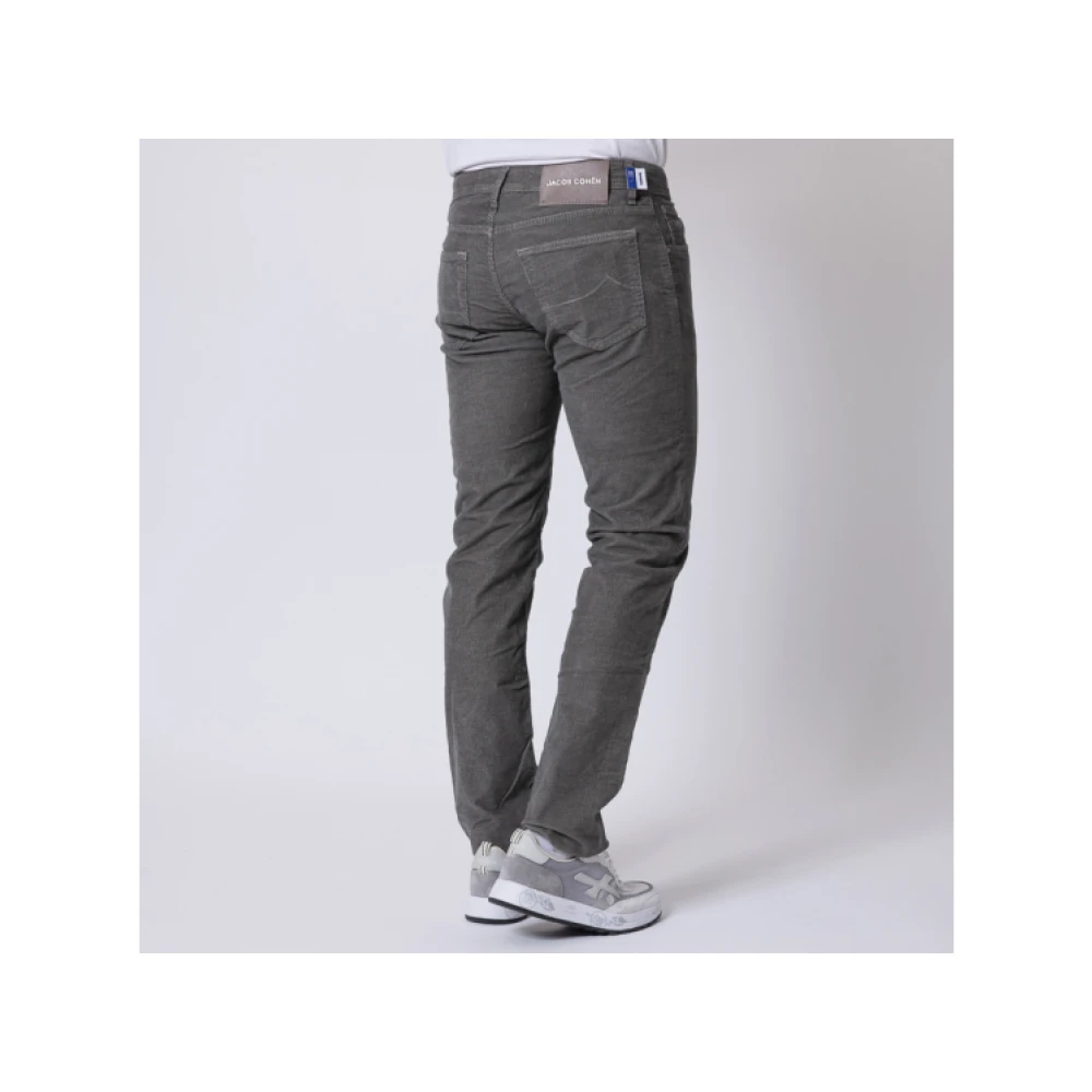 Jacob Cohën Gestructureerde taupe fluwelen slim fit jeans Gray Heren
