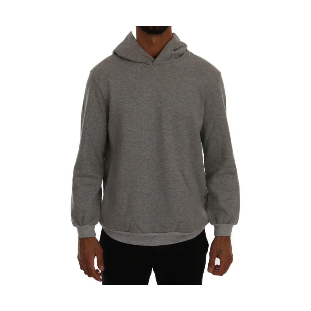 Daniele Alessandrini Men's Gray Pullover Hooded Cotton Jumper - Hoodies - 2XL - Sweatshirts & Hoodies