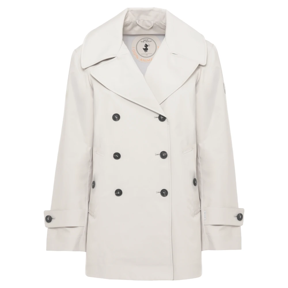 Save The Duck Women's Beige Double-Breasted Coats, M, Sofi Trench Coat