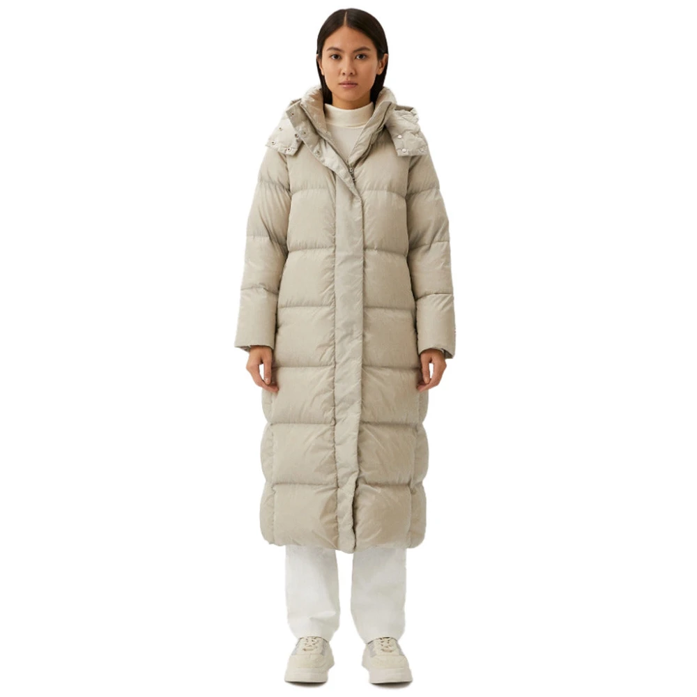 Add Lange Beige Technische Jas met Capuchon Beige Dames