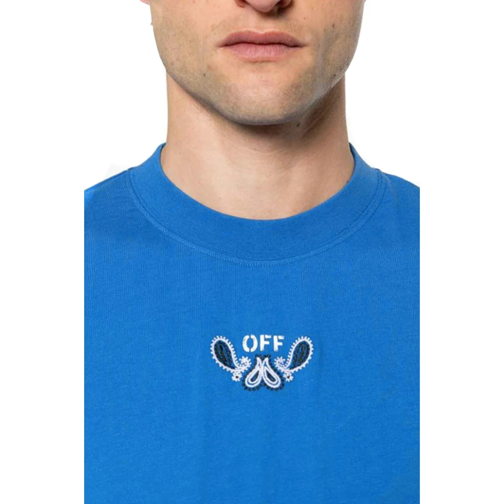 Off White Casual Katoenen T-shirt Blue Heren