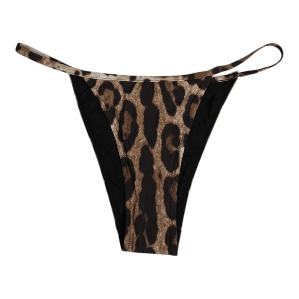 Dolce & Gabbana , Underpants, Female, Brown, M, Leopard Triangle Tanga Panty Underwear