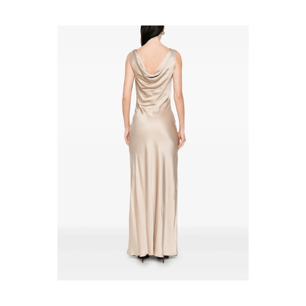 By Malina Beige Cowl Neck Mouwloze Lange Jurk Beige Dames