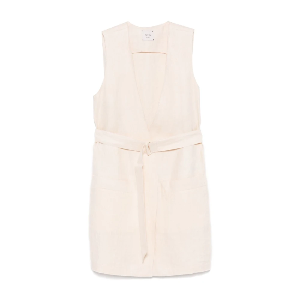 Alysi Beige Mouwloze V-hals Trui Beige Dames