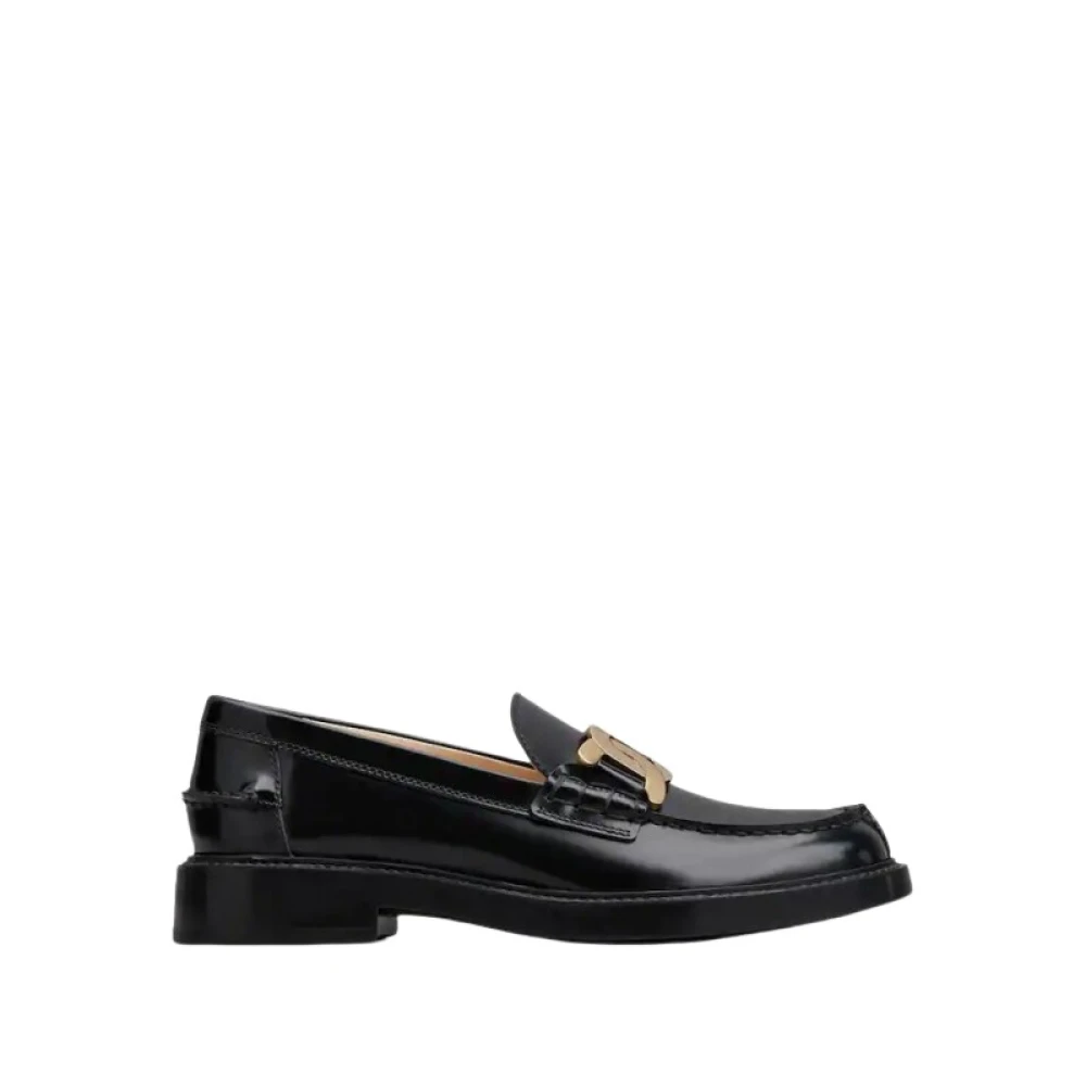 TOD'S Zwarte Leren Mocassins Black Dames