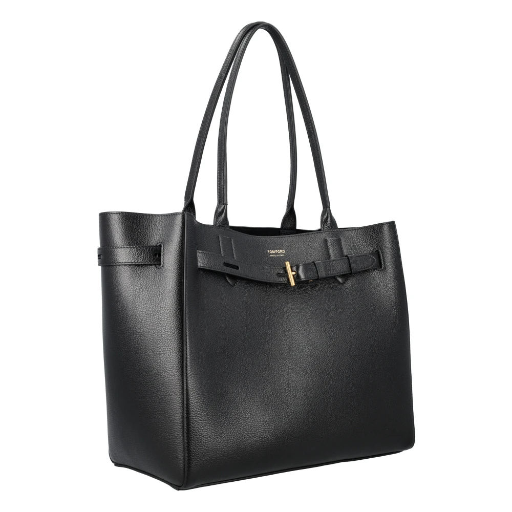 Tom Ford Zwarte leren tote tas Black Dames