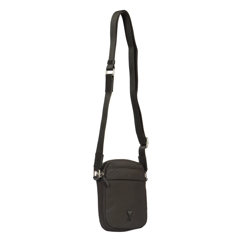 Ami Paris Zwarte Nylon Crossbody Tas Black Heren