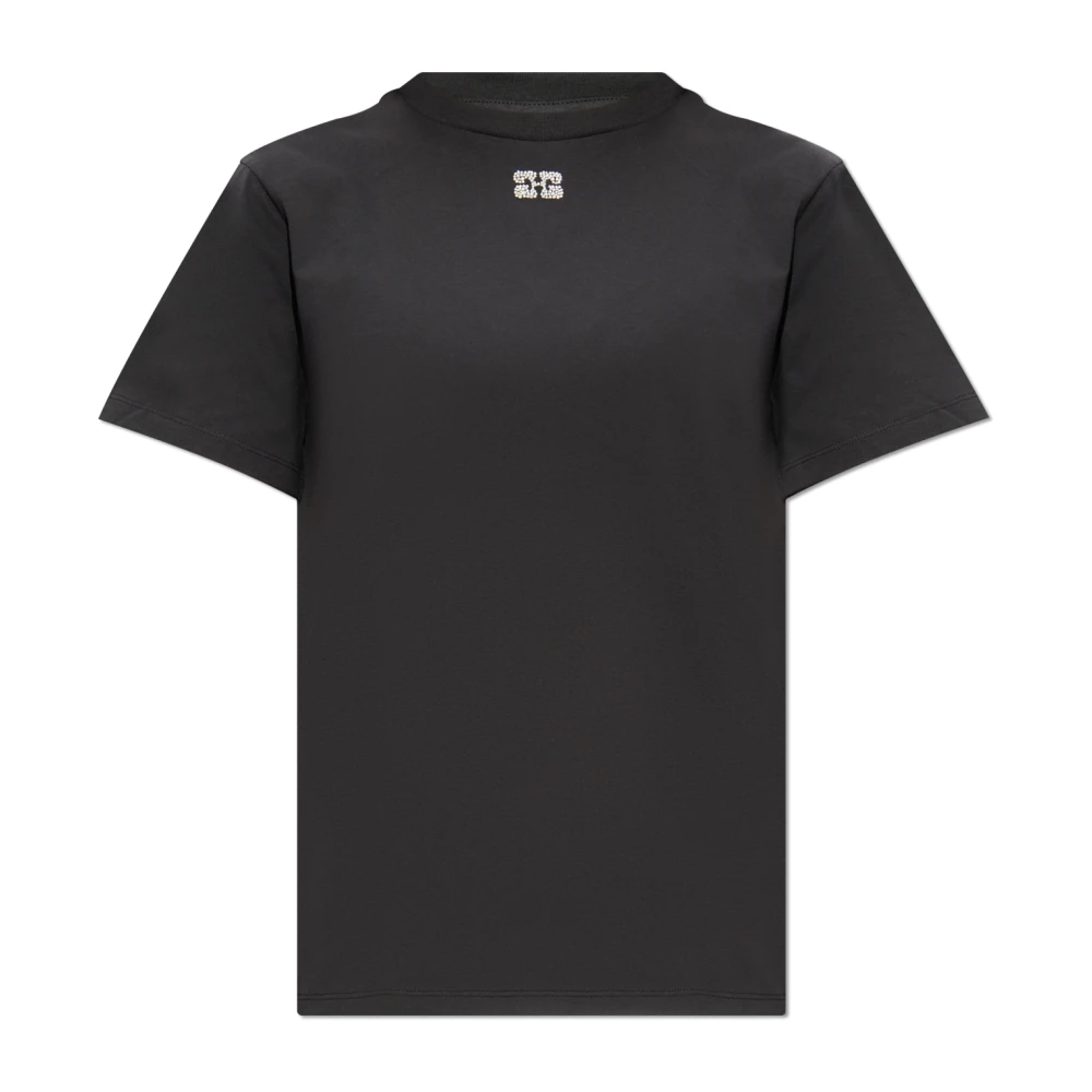 Ganni T-shirt med applikation Gray, Dam