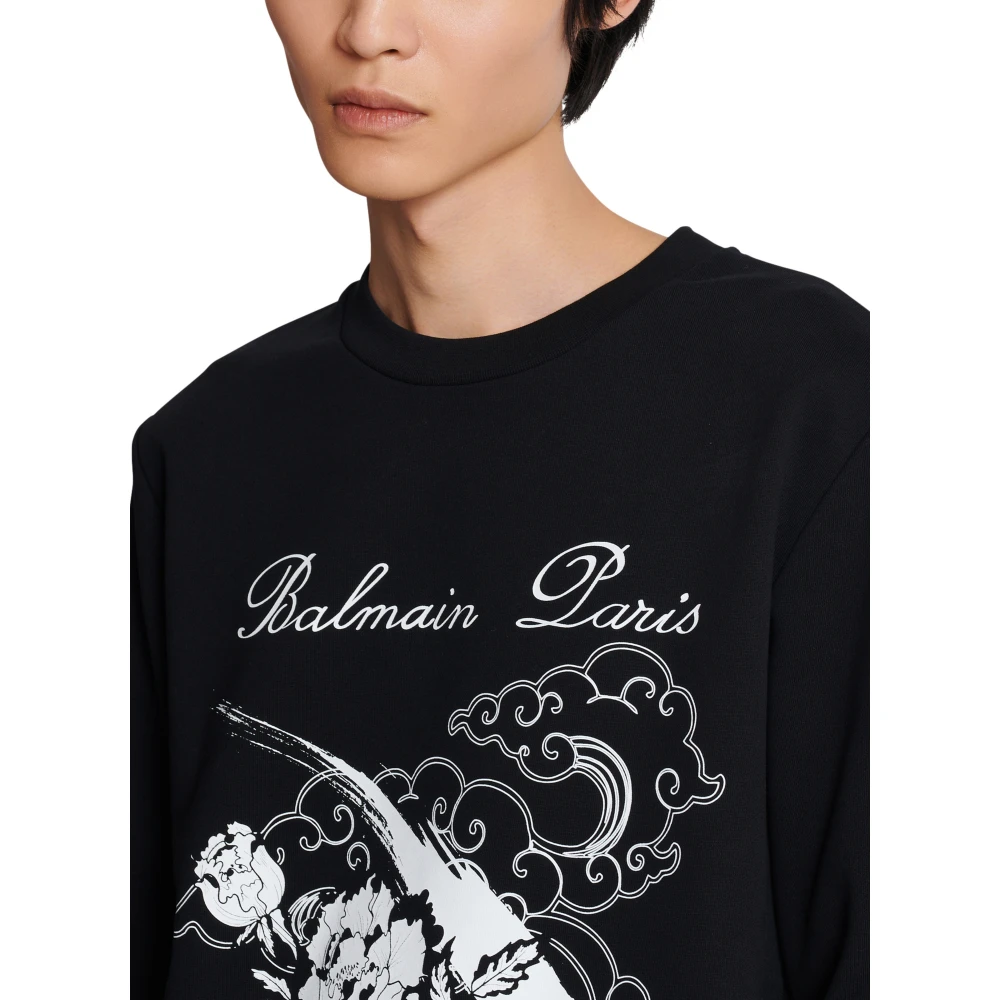 Balmain Bloemenprint sweatshirt Black Heren