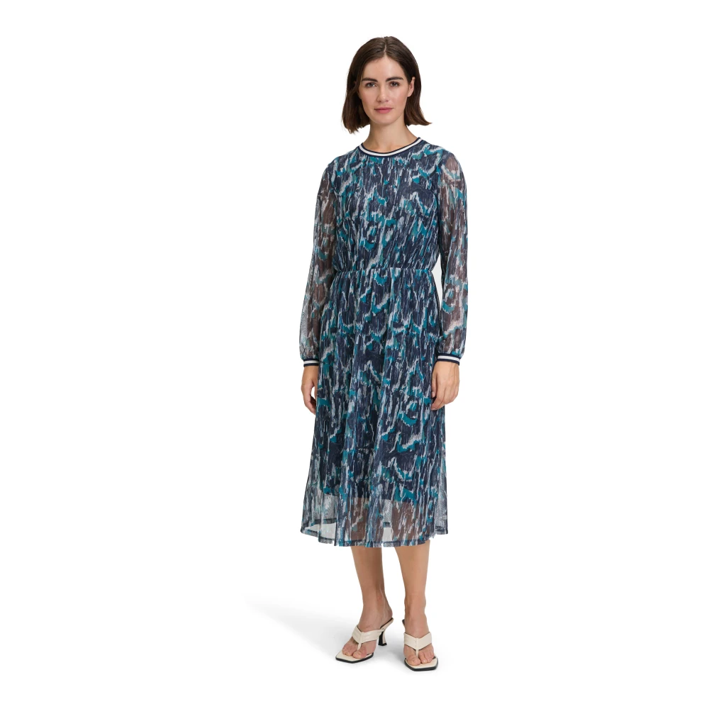 Betty & Co Bloemen Casual Jurk Blue Dames