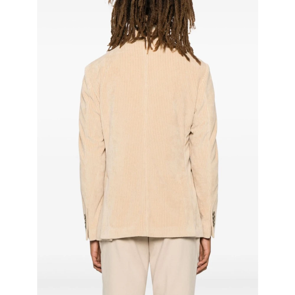 Circolo 1901 Beige Corduroy Double-Breasted Jas Beige Heren
