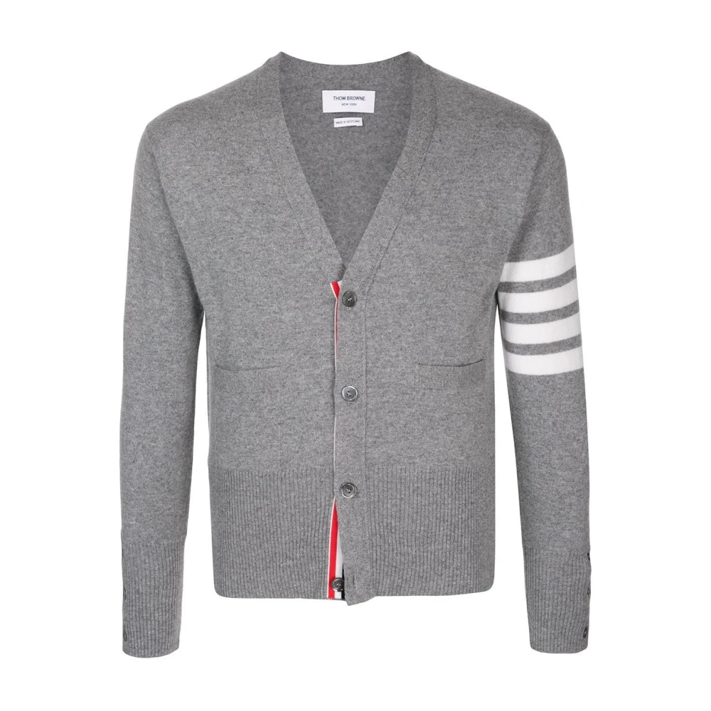 Thom Browne Men's Gray Cashmere Cardigan - Cashmere Knitwear - L - Knitwear