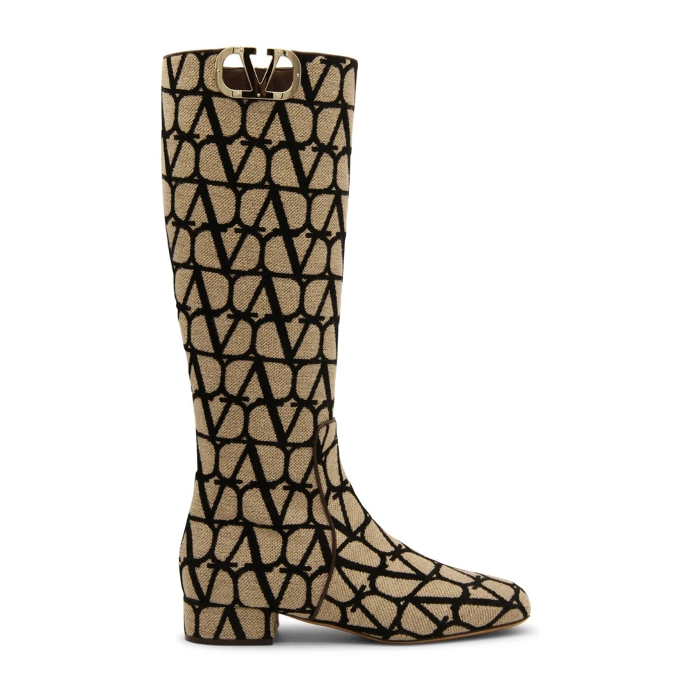 Valentino Garavani Women's Multicolor High Boots, 4 1/2 Uk, Canvas Logo Boots