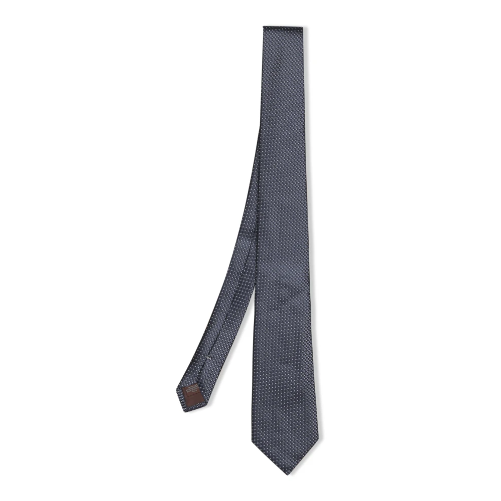 Canali Elegante Geometrische Zijden Stropdas. Grijs Blue Heren