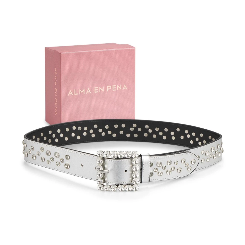Alma en Pena Leren riem studs Gray Dames