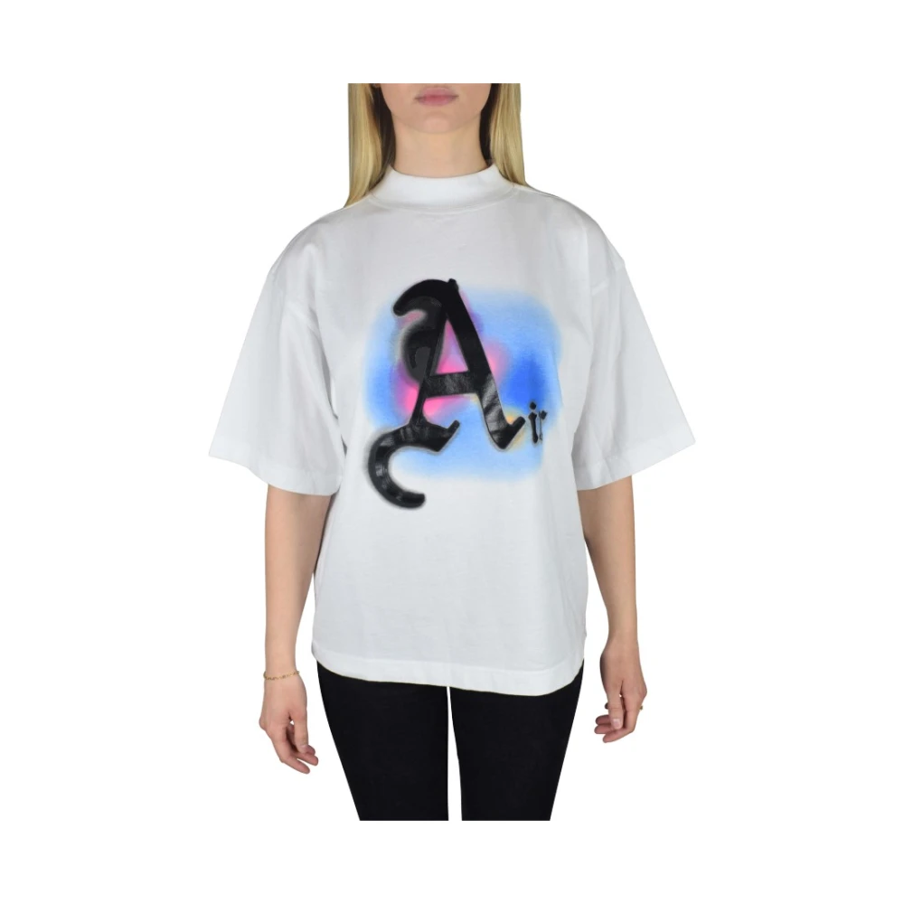 Palm Angels Air Oversized T-Shirt met Kleurrijke Print White Dames