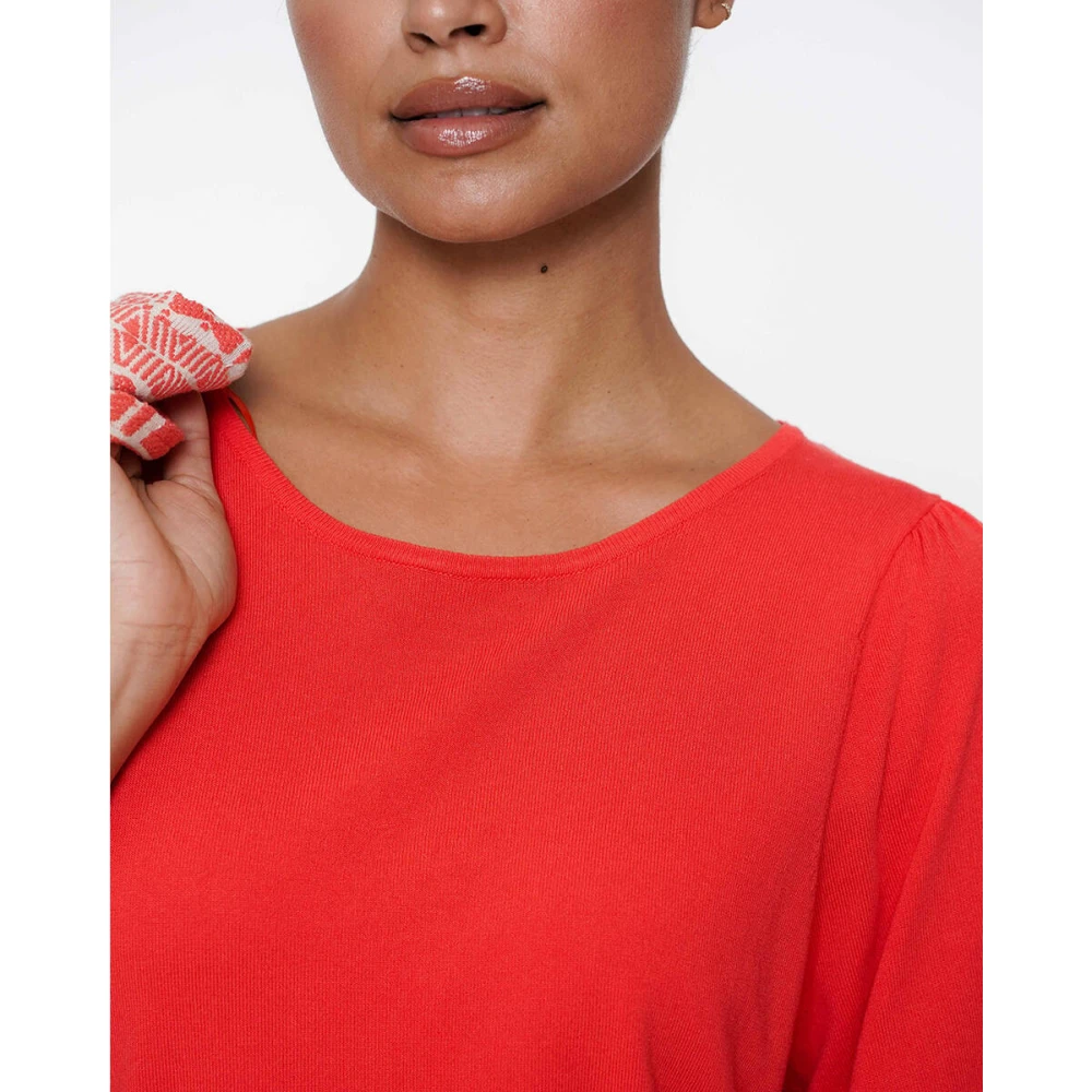 Geisha Trui met korte mouwen en schouderplooien Red Dames