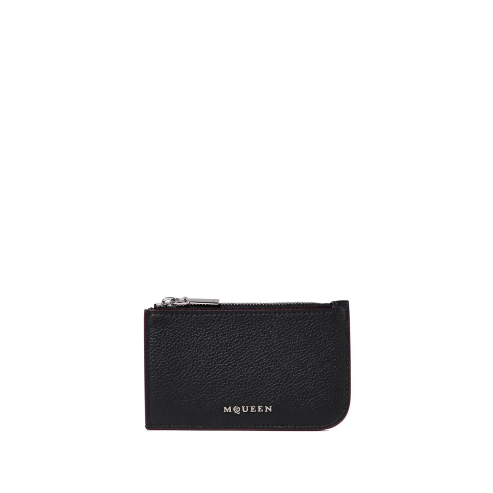 Alexander Mcqueen Women's Black Wallet With Patent Trims - Wallets & Cardholders - One Size - Accessories