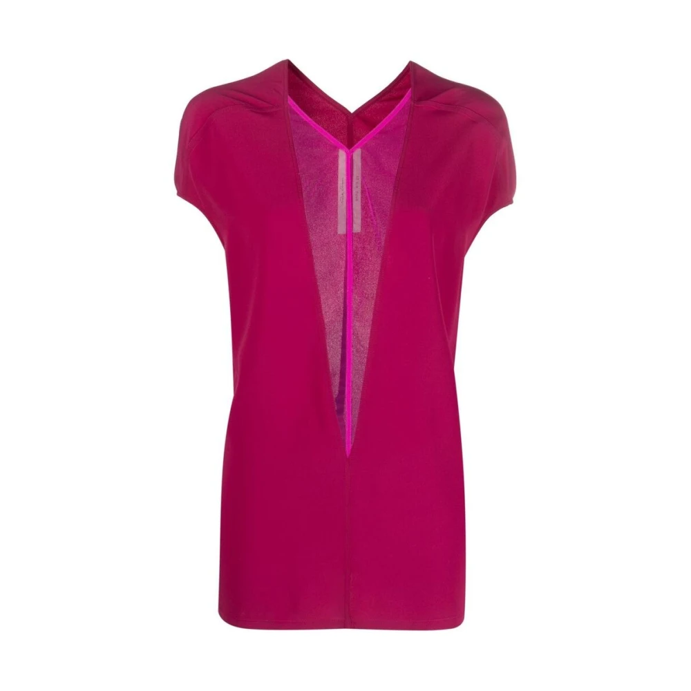 Rick Owens Island Plunging V-Neck T-Shirt Pink Dames