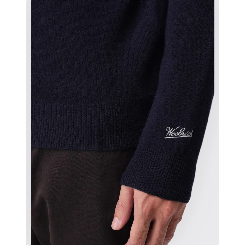 Woolrich Lamswol Crewneck Trui Blue Heren