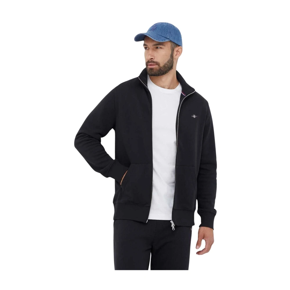 Gant Uomo Nero - Felpa Con Zip Shield - Sweatshirts & Hoodies - M