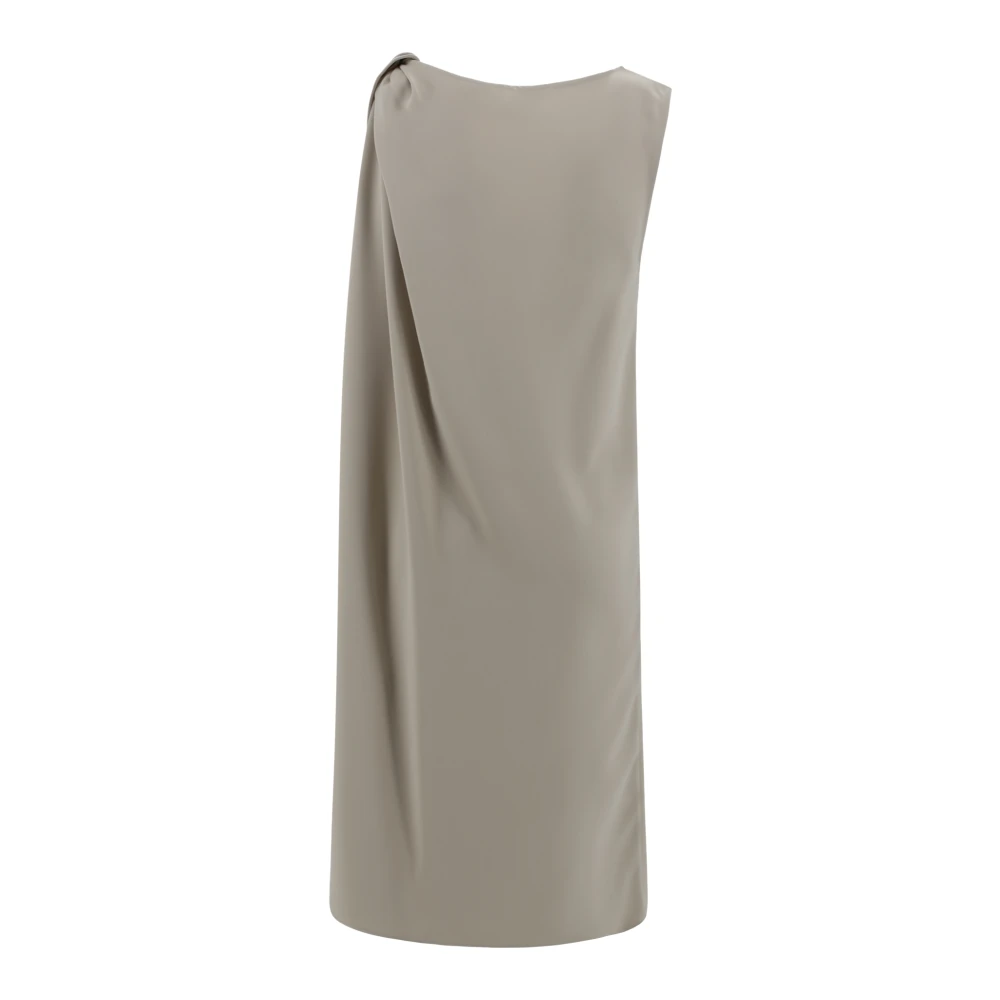 P.a.r.o.s.h. Beige Midi Jurk met Gedrapeerd Detail Beige Dames