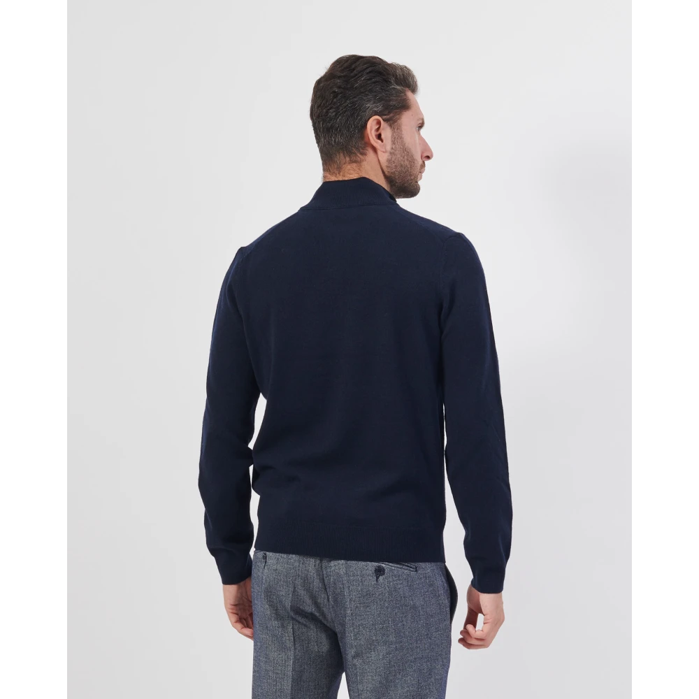 Hugo Boss Blauwe Wol Zip Trui Blue Heren