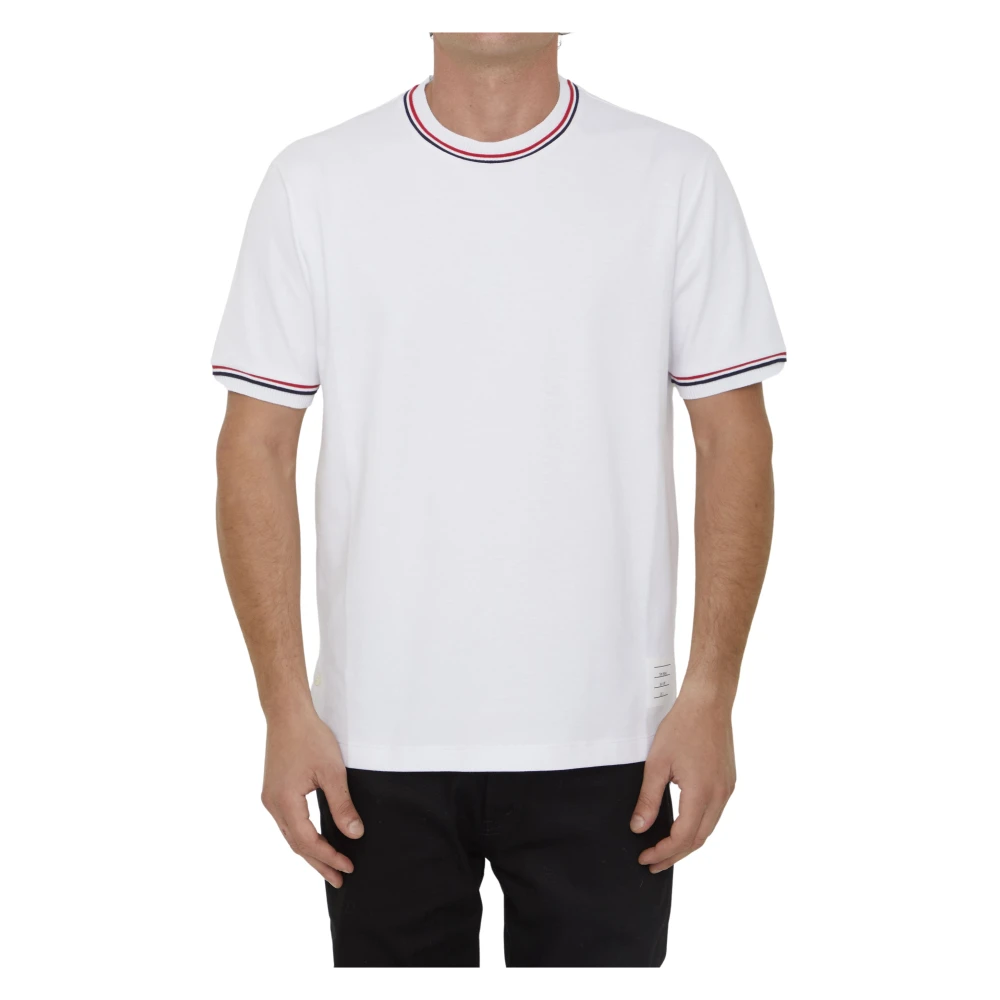 Thom Browne Wit Katoenen T-Shirt met Tricolor Accenten White Heren