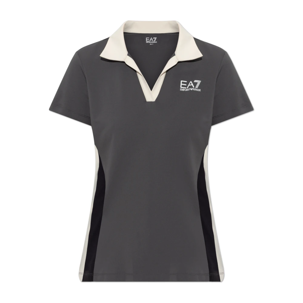 Emporio Armani Ea7 Vrouw Grijs Tops Dames, M, Polo Met Opgedrukte Logo