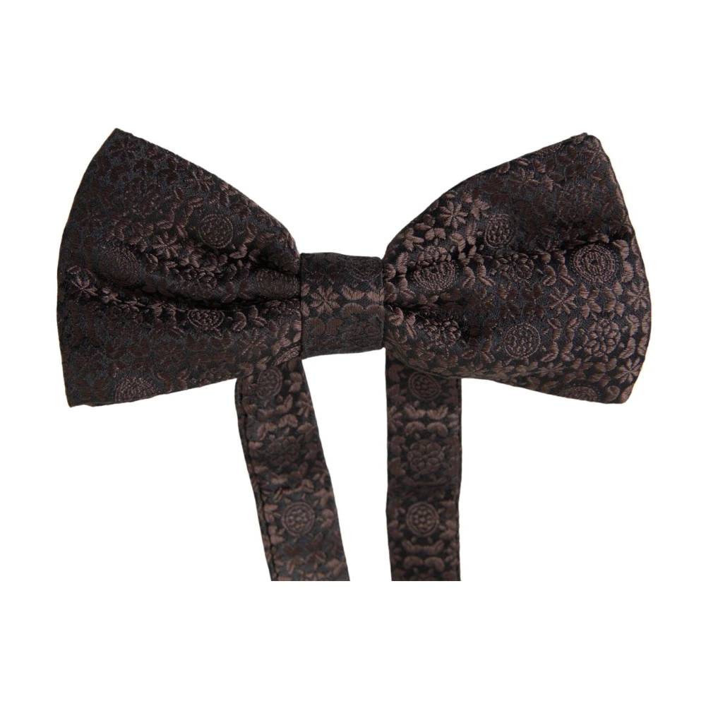 Dolce & Gabbana Bruin Bloemen Jacquard Verstelbare Hals Vlinderdas Brown Heren