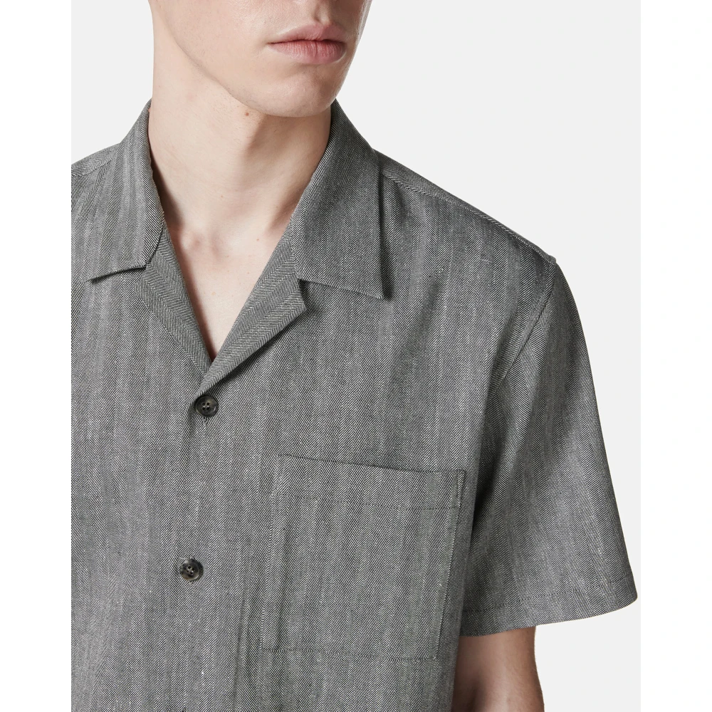 Iceberg Nieuwe Fit Zwart en Wit Kortemouw Overhemd Gray Heren