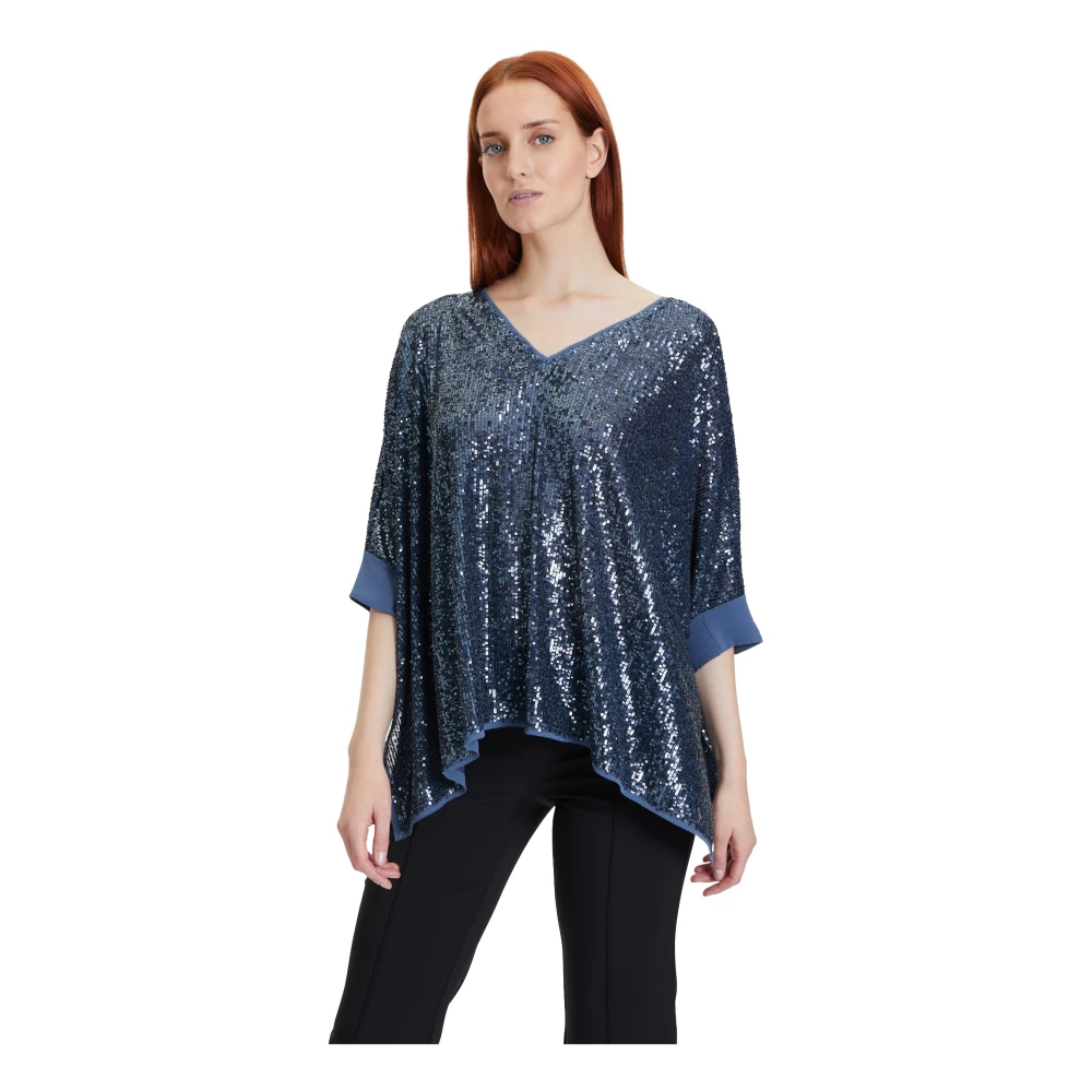 Vera Mont Glitter Cape met Pailletten Blue Dames