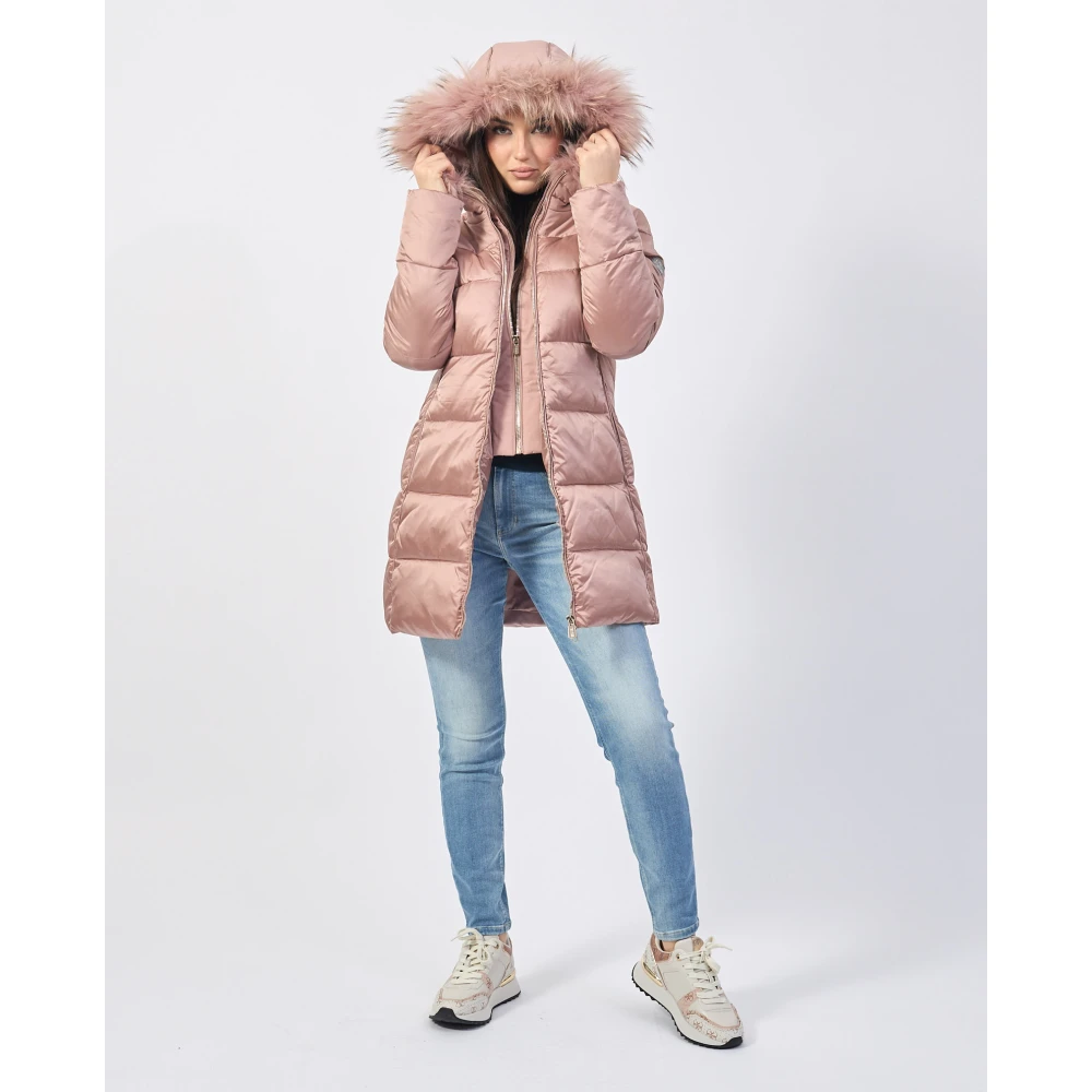 YES ZEE Roze gewatteerde jas met nepbont Pink Dames