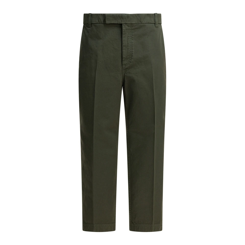 Thom Browne Men's Green Cotton Twill Utility Trousers - Straight Trousers - L - Trousers