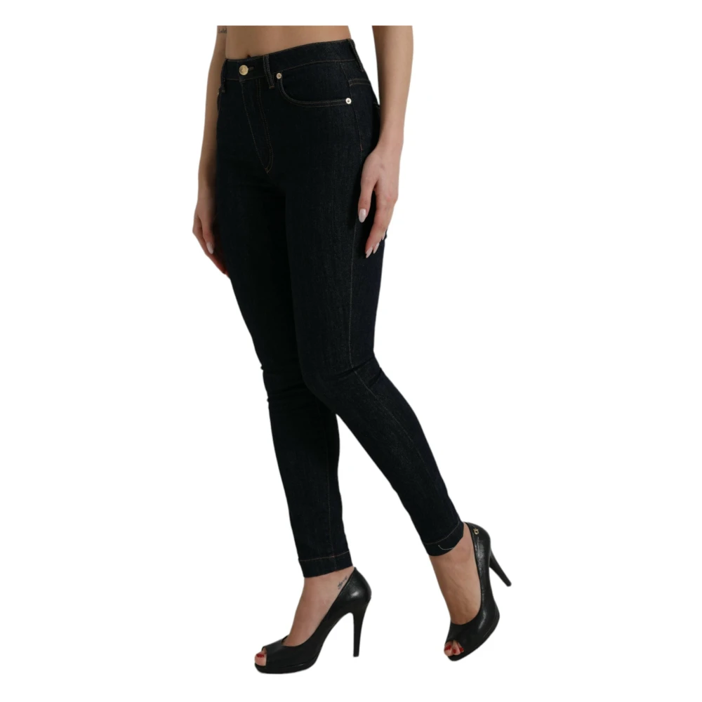 Dolce & Gabbana Blauwe Mid-Waist Stretch Denim Jeans Blue Dames