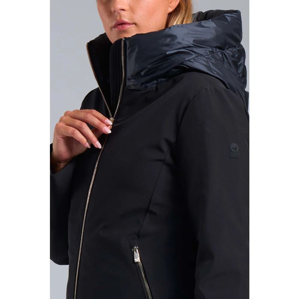 Ciesse Piumini Mire 2.2 Lange zwarte softshell jas met capuchon Black Dames