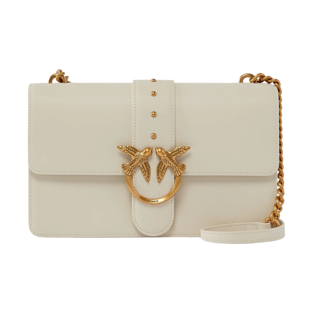Pinko Handtas en schoudertas in wit zijde-antiek goud White Dames