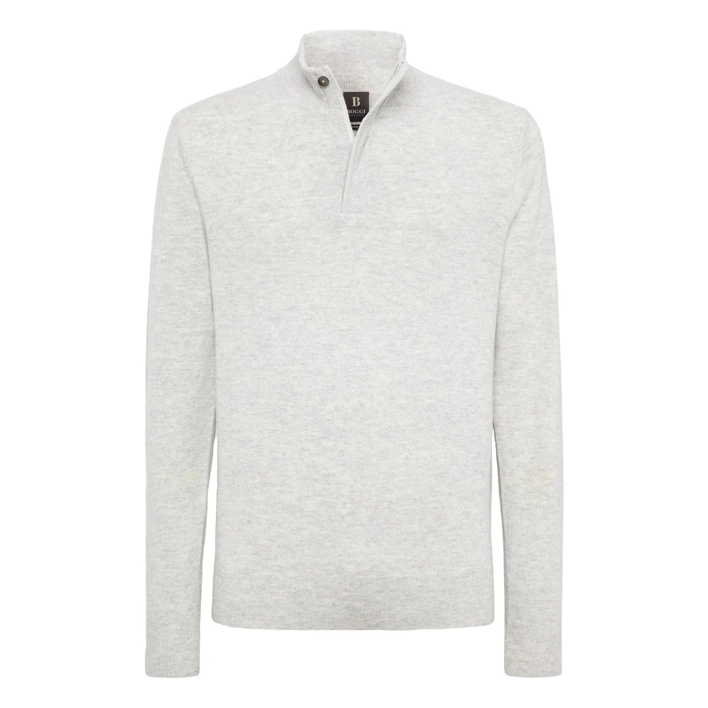 Boggi Milano Wol Kasjmier Half Zip Jumper Gray Heren