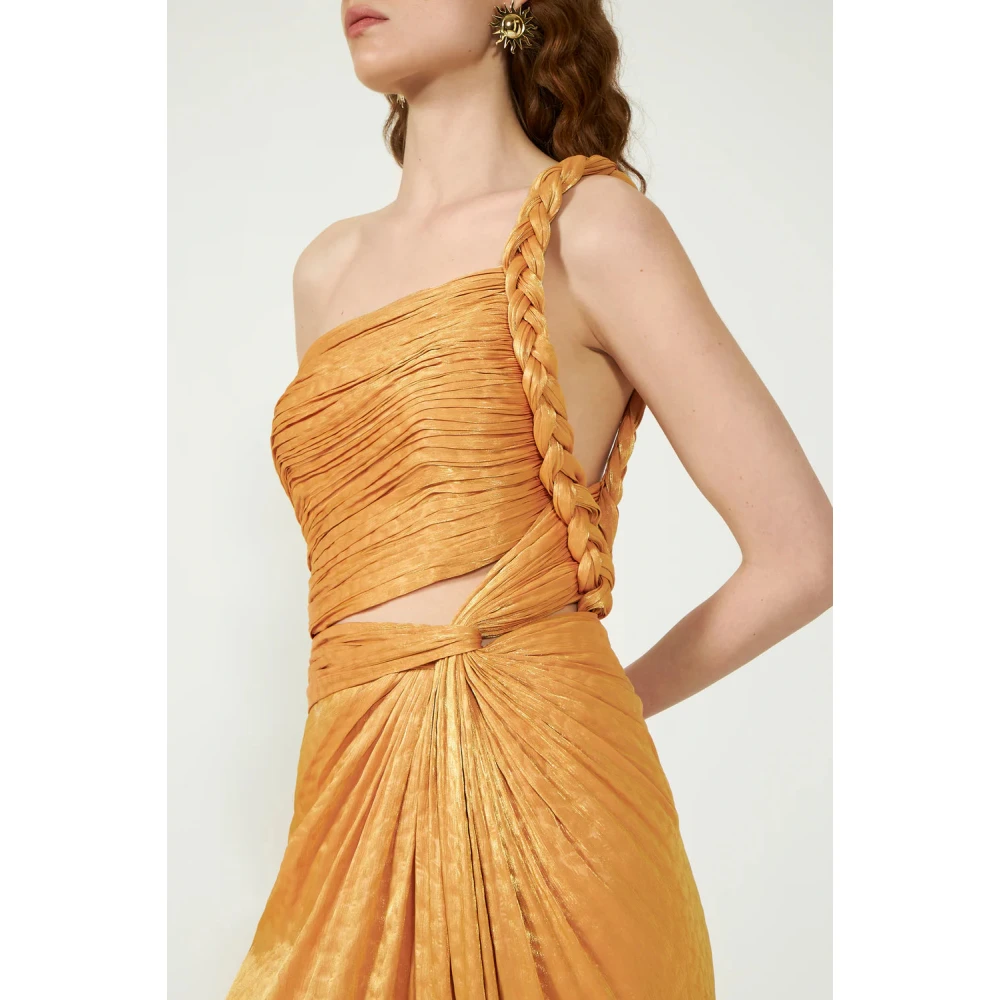 Costarellos Luipaardprint One-Shoulder Jurk Yellow Dames