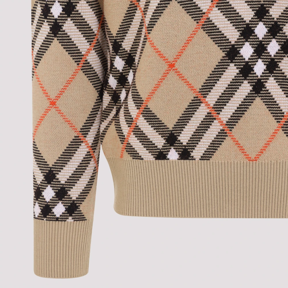 Burberry Sand Check Pullover Sweater Beige Dames