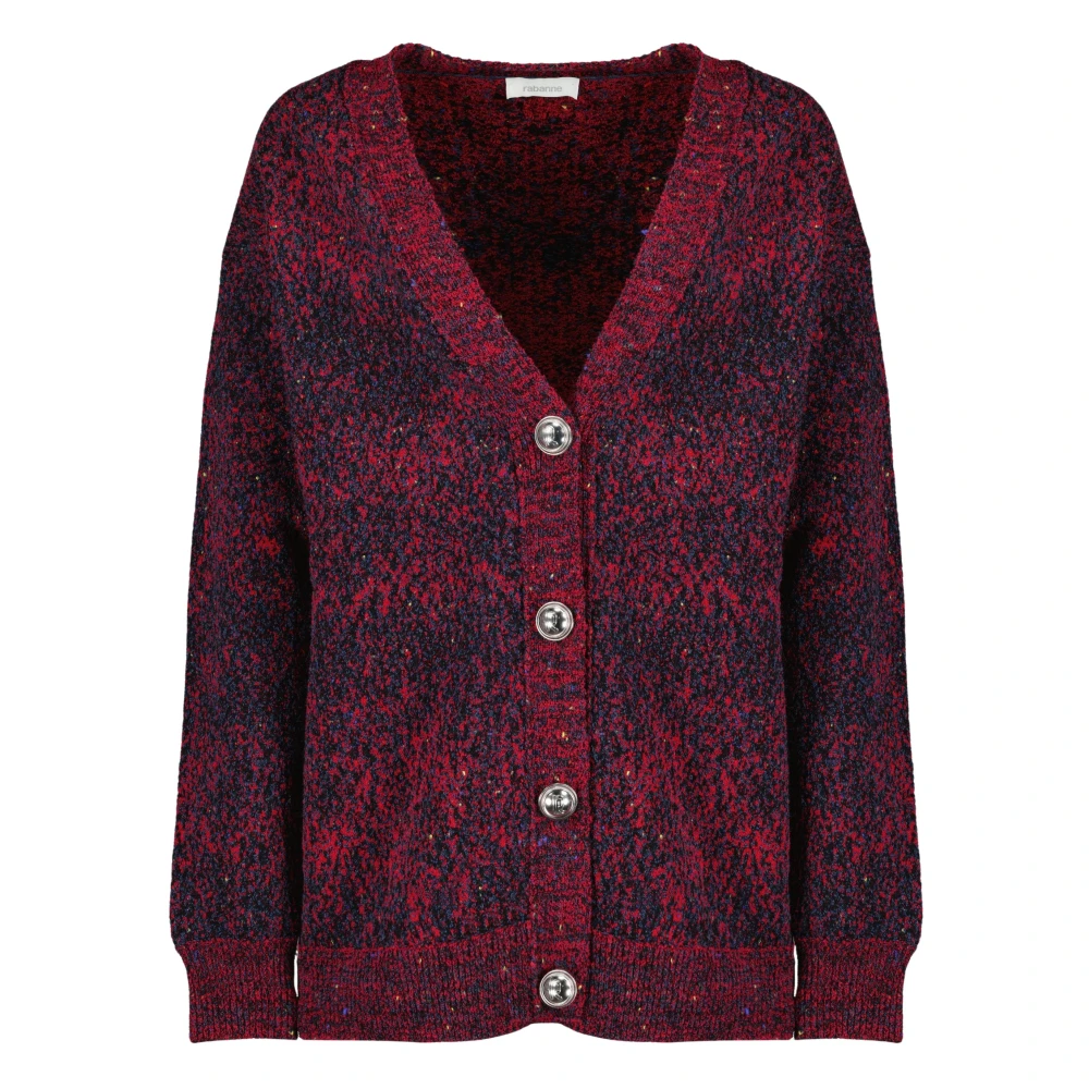 Rabanne Women's Red Textu Button Wool Cardigan - Cardigans - M - Knitwear