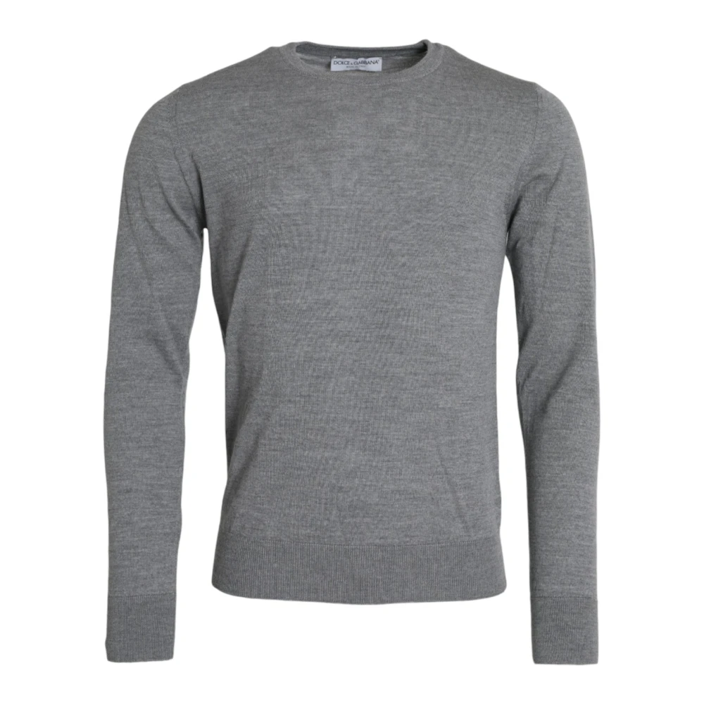 Dolce & Gabbana As Grijs Wol Ronde Hals Trui Gray Heren
