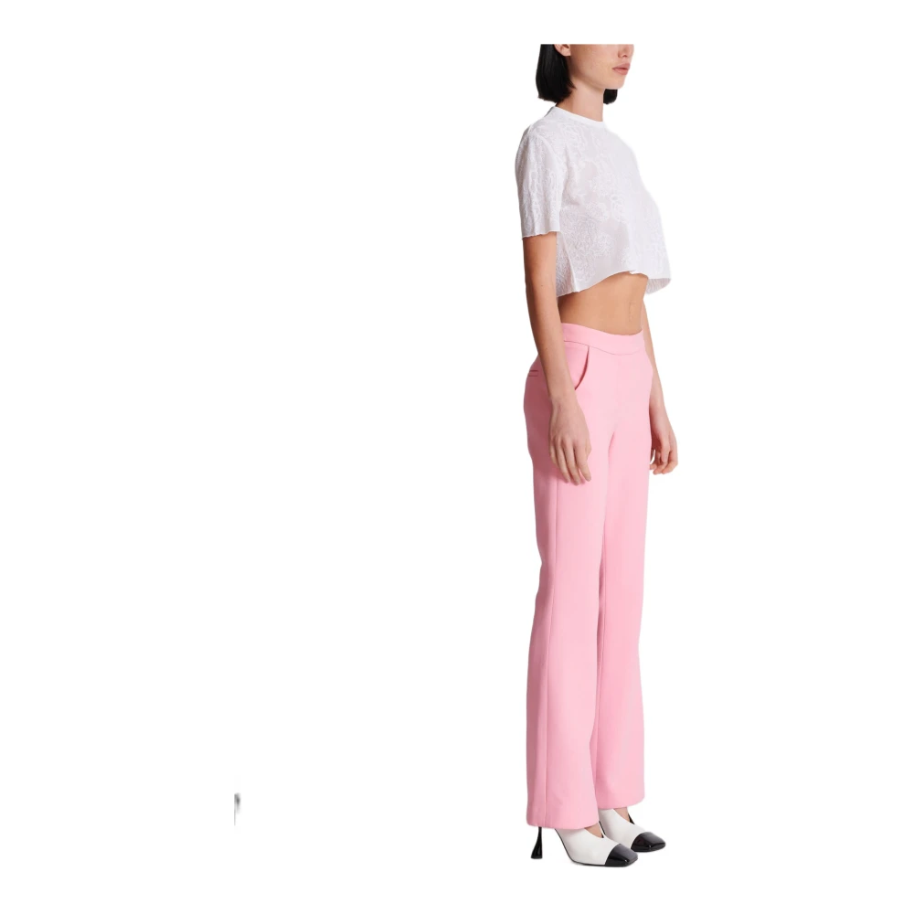 Balmain Crepe Flared Broek Pink Dames