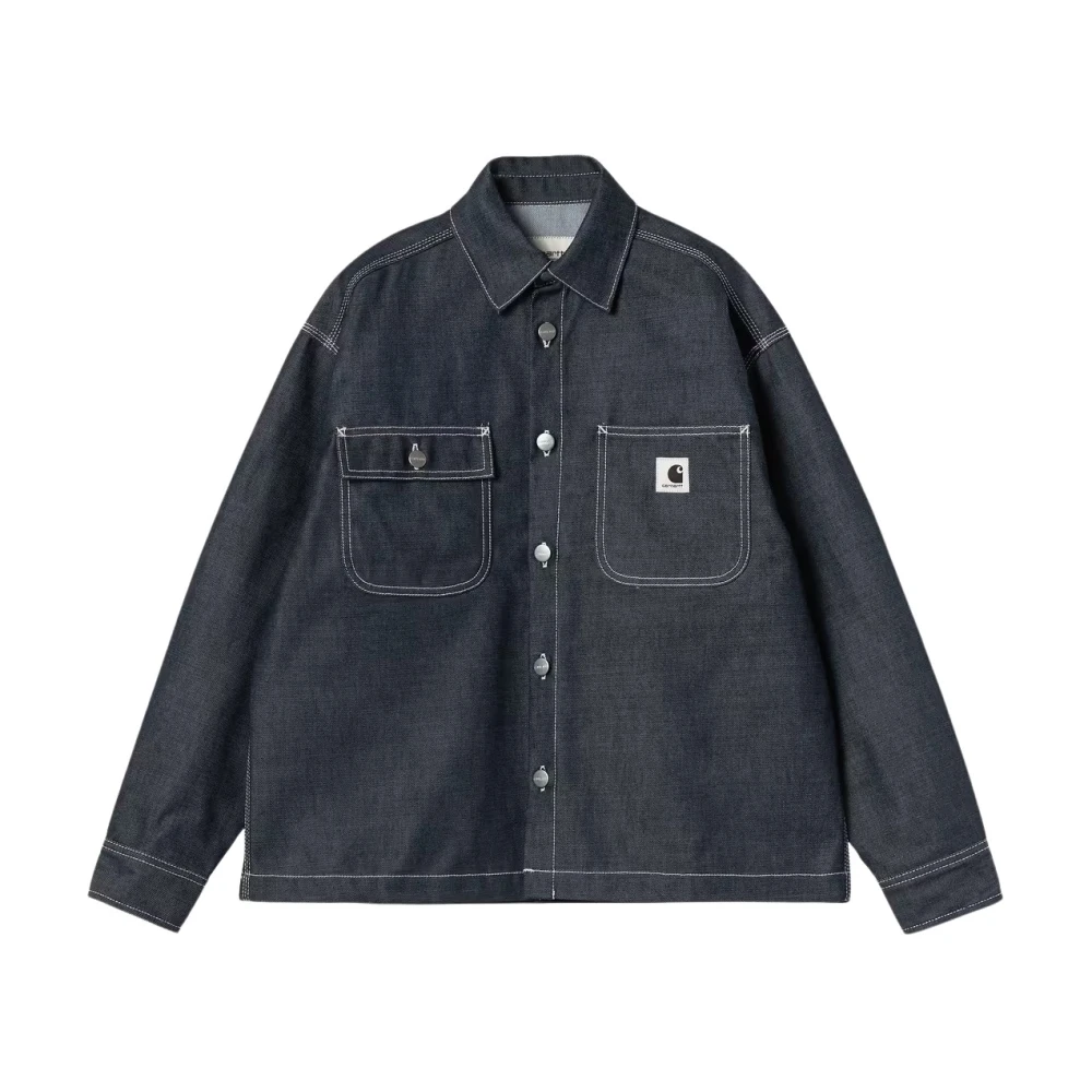 Carhartt Wip Blue Shirts, Female, Xs, W Louis Shirt Jac