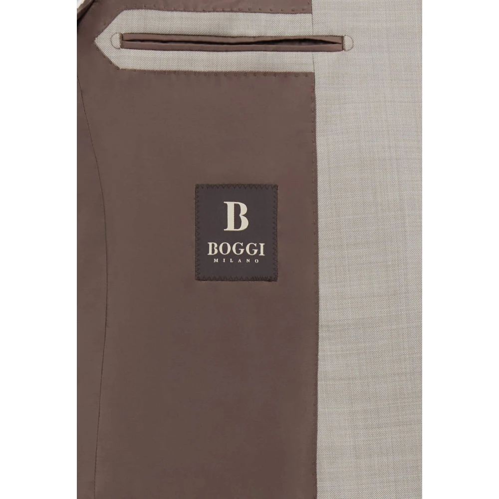 Boggi Milano Grisaille puur wollen pak Beige Heren
