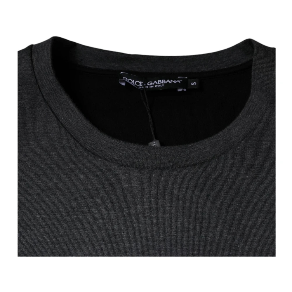 Dolce & Gabbana Camouflage Crew Neck T-shirt met Logo Gray Heren