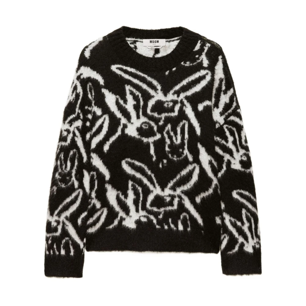 Msgm Women's Black Round-Neck Knitwear, S, Round-Neck Knitwear