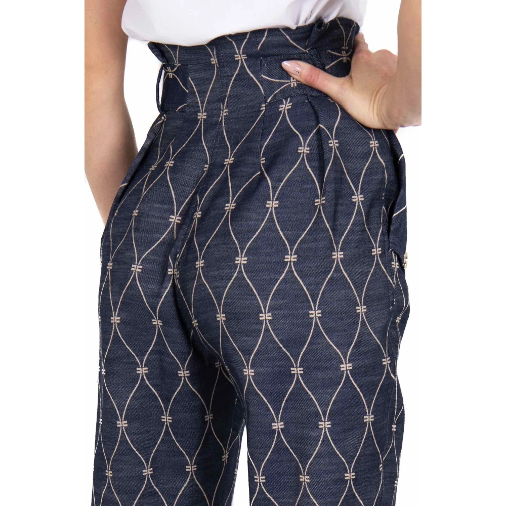 Elisabetta Franchi Hoge taille denim broek met riem Blue Dames