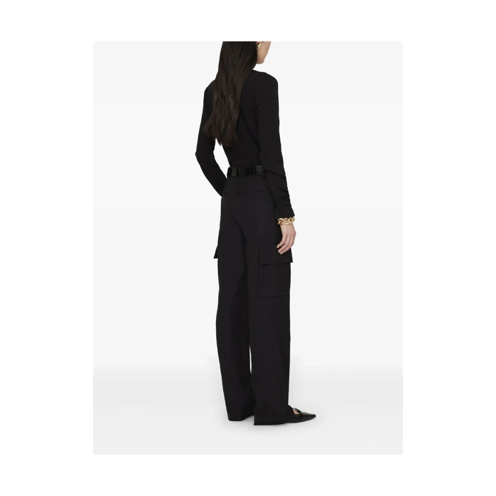 Anine Bing Zwarte Knoop Crew Neck Sweater Black Dames